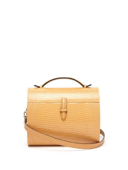 Matchesfashion.com Hunting Season - The Gigi Trunk Lizard Skin Cross Body Bag - Womens - Light Yellow