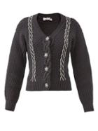 Matchesfashion.com Self-portrait - Crystal-embellished Wool-blend Cardigan - Womens - Black