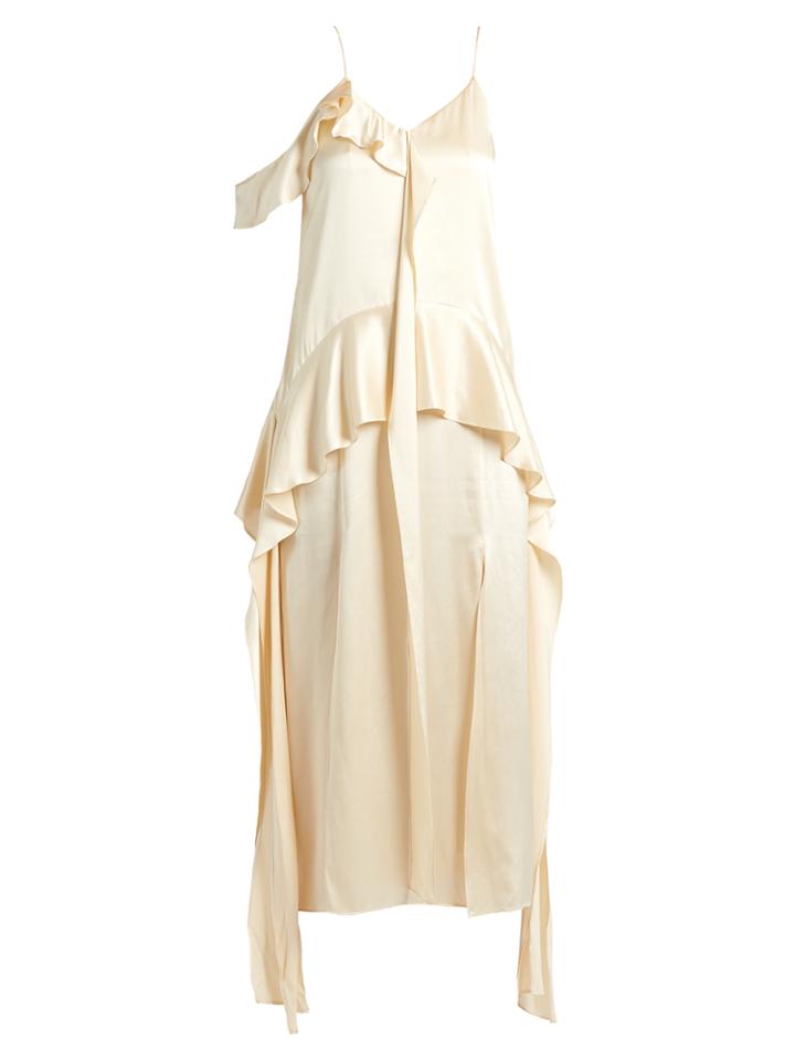 Jonathan Simkhai Ruffle-trimmed Silk-satin Dress