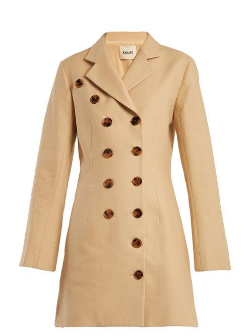 Matchesfashion.com Khaite - Casey Double Breasted Cotton Cady Dress - Womens - Beige