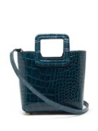 Matchesfashion.com Staud - Shirley Mini Crocodile-effect Leather Shoulder Bag - Womens - Dark Blue