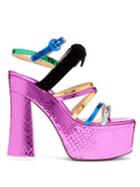 Matchesfashion.com The Attico - Bibbi Snakeskin Effect Leather Platform Sandals - Womens - Multi