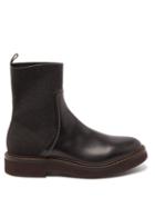 Matchesfashion.com Brunello Cucinelli - Leather And Cashmere Chelsea Boots - Womens - Black