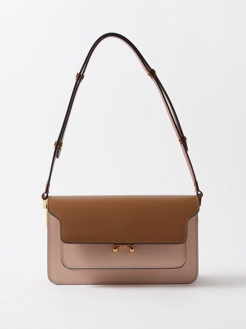 Marni - Trunk Small Colour-block Leather Shoulder Bag - Womens - Pink Tan