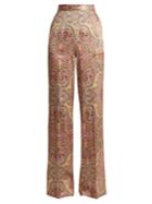 Etro Paisley-print Wide-leg Stretch-silk Trousers