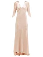 Matchesfashion.com Maria Lucia Hohan - Derya Silk Charmeuse Maxi Dress - Womens - Light Pink