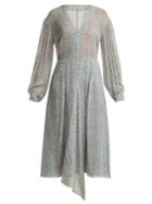 Masscob Amalfi Print Button-front Floral-print Silk Dress