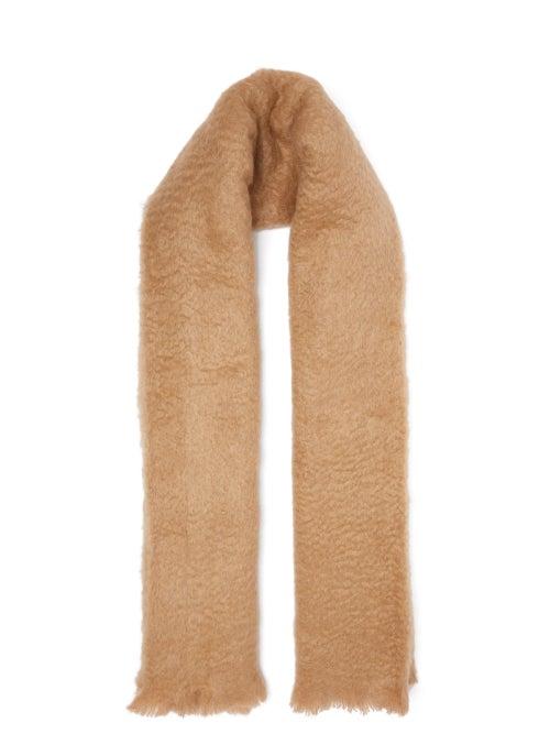 Matchesfashion.com Jil Sander - Logo Label Mohair Blend Blanket Scarf - Womens - Camel