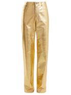 Matchesfashion.com Calvin Klein 205w39nyc - Straight Leg Leather Trousers - Womens - Gold