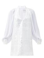 Matchesfashion.com Halpern - Sequinned Satin Mini Dress - Womens - White Silver