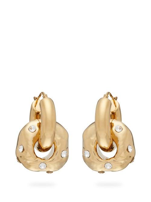 Matchesfashion.com Colville - Crystal Embellished Double Hoop Earrings - Womens - Gold