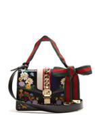 Matchesfashion.com Gucci - Sylvie Embroidered Leather Shoulder Bag - Womens - Black Multi