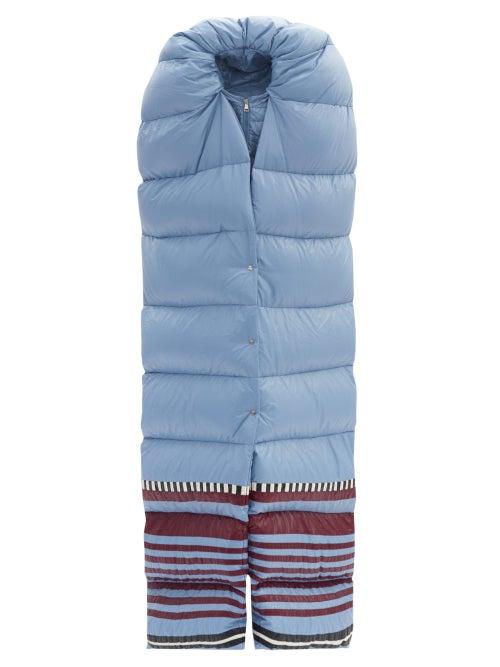 Matchesfashion.com 1 Moncler Pierpaolo Piccioli - Adelaide Striped-hem Padded-scarf Jacket - Womens - Light Blue