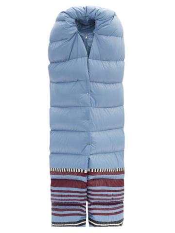 Matchesfashion.com 1 Moncler Pierpaolo Piccioli - Adelaide Striped-hem Padded-scarf Jacket - Womens - Light Blue