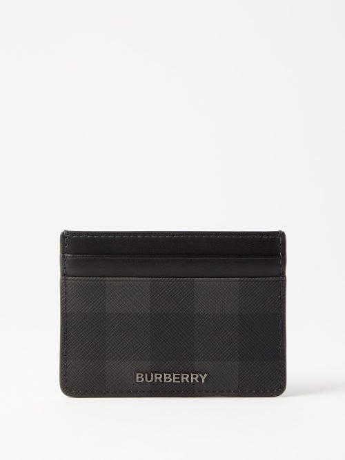 Burberry - London-check Grained-leather Cardholder - Mens - Grey Multi