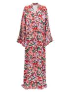 Matchesfashion.com Dolce & Gabbana - Beaded Violet-print Silk-blend Maxi Dress - Womens - Pink Print