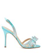 Matchesfashion.com Alessandra Rich - Crystal Embellished Satin Slingback Sandals - Womens - Blue