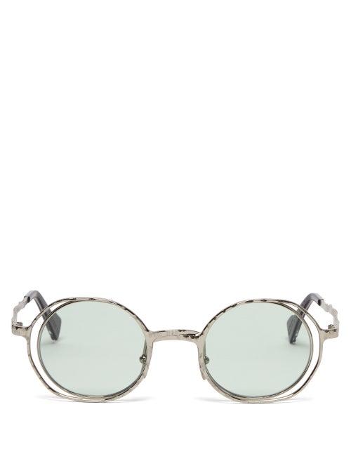 Matchesfashion.com Kuboraum - Round Metal Sunglasses - Mens - Green