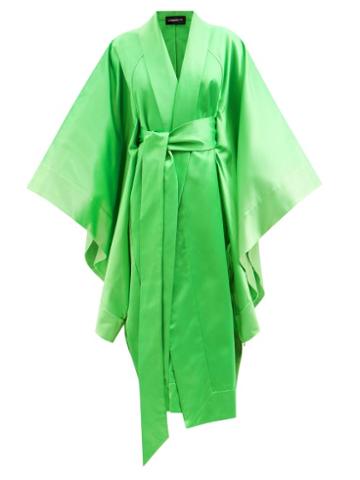 Common Hours - The Oversized Satin Cloak Dress Robe - Womens - Green