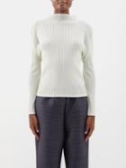 Pleats Please Issey Miyake - High-neck Technical-pleated Long-sleeved Top - Womens - White