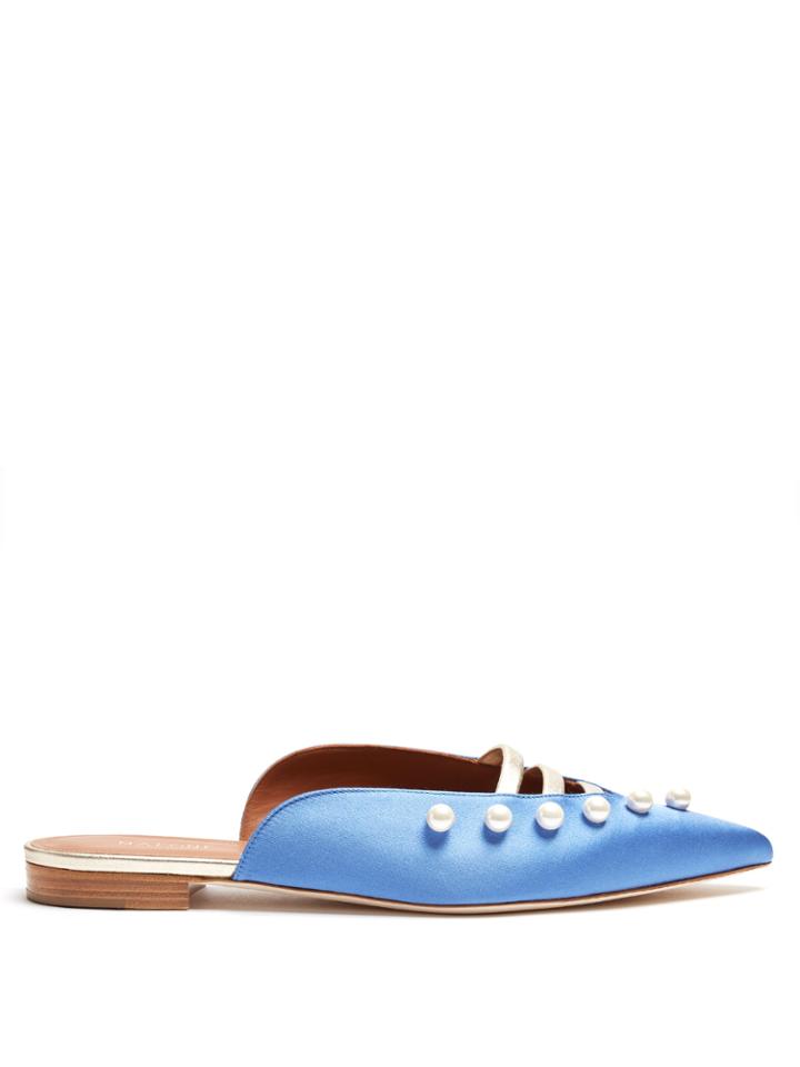 Malone Souliers Zelda Faux Pearl-embellished Satin Loafers