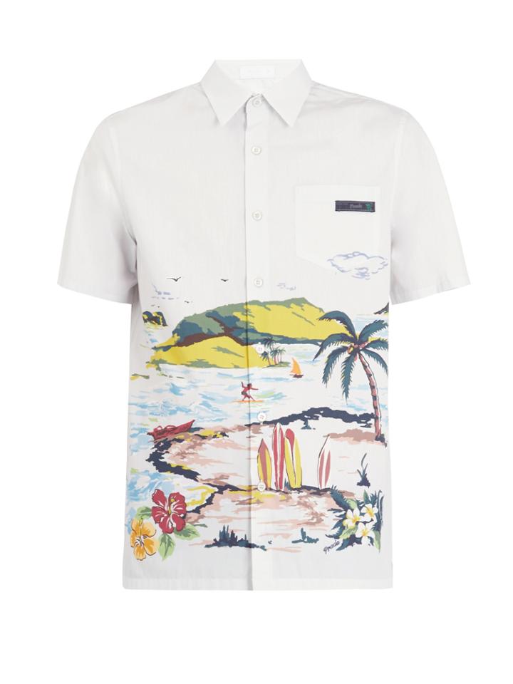 Prada Hawaiian-print Cotton Shirt