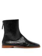 Matchesfashion.com Acne Studios - Berta Square-toe Grained Patent-leather Boots - Womens - Black