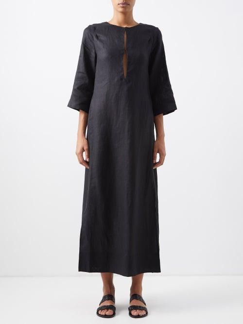 Loup Charmant - Maxine Linen Kaftan Dress - Womens - Black