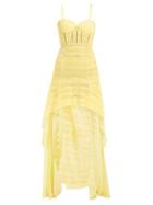 Matchesfashion.com Jonathan Simkhai - Contrast Panel Lace And Chiffon Gown - Womens - Yellow