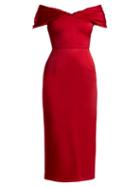 Matchesfashion.com Emilio De La Morena - Tamara Off The Shoulder Duchess Satin Dress - Womens - Red