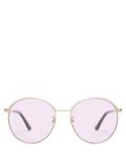Matchesfashion.com Gucci - Round Frame Metal Sunglasses - Womens - Pink Gold