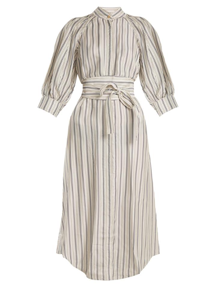 Zimmermann Painted Heart Striped Satin-twill Shirtdress