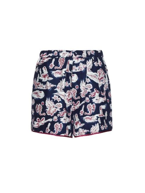 Piamita Bettie Mermaid-print Silk Shorts