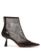 Matchesfashion.com Jimmy Choo - Kix 65 Mesh And Patent Leather Ankle Boots - Womens - Black