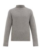 Matchesfashion.com Deveaux - Mock Neck Ribbed Cashmere Sweater - Mens - Grey