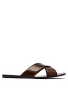 Matchesfashion.com O'keeffe - Parashine Leather Slides - Mens - Dark Brown