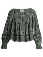 Matchesfashion.com Cecilie Copenhagen - Square Neck Scarf Jacquard Cotton Top - Womens - Khaki Multi