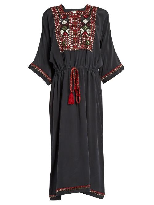 Masscob Panta Embroidered Silk-crepe Dress