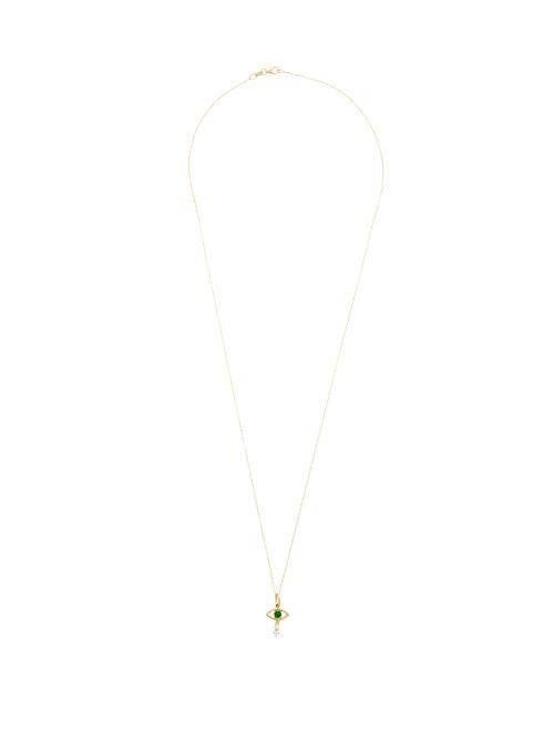 Matchesfashion.com Ileana Makri - Evil Eye Diamond, Emerald & 18kt Gold Necklace - Womens - Green Gold