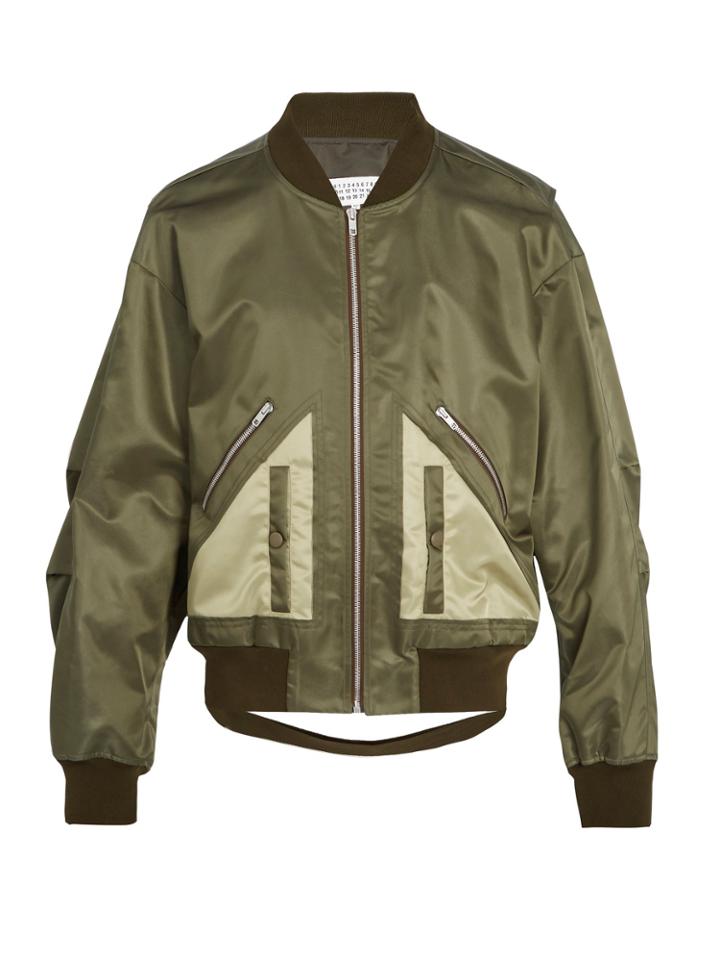 Maison Margiela Contrast-pocket Satin Bomber Jacket