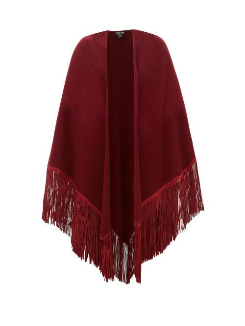 Matchesfashion.com Babjades - Leather Tassel Cashmere Shawl - Womens - Burgundy