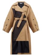 Matchesfashion.com Palmer//harding - Vana Goemetric-panel Cotton-canvas Trench Coat - Womens - Black Beige