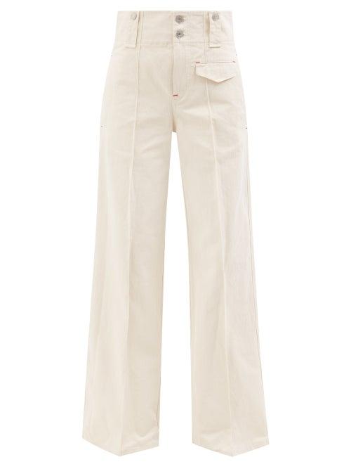 Isabel Marant - Dilemony High-rise Cotton-twill Wide-leg Trousers - Womens - Ivory