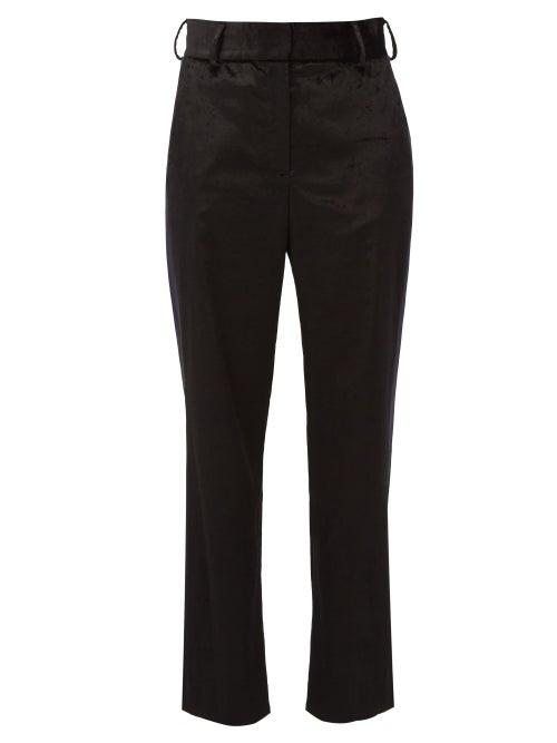 Matchesfashion.com Sies Marjan - Sonya Satin-stripe Velvet Trousers - Womens - Black