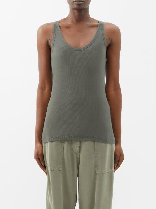 Raey - Organic Cotton-blend Sheer Rib Vest - Womens - Khaki