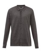 Brioni - Semi-spread Collar Cashmere-jersey Shirt - Mens - Dark Grey