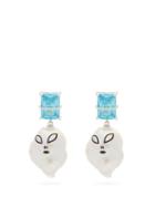 Matchesfashion.com Jiwinaia - Alien Rhodium-plated And Pearl Drop Earrings - Womens - Pearl