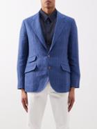 Brunello Cucinelli - Single-breasted Striped Linen Blazer - Mens - Blue