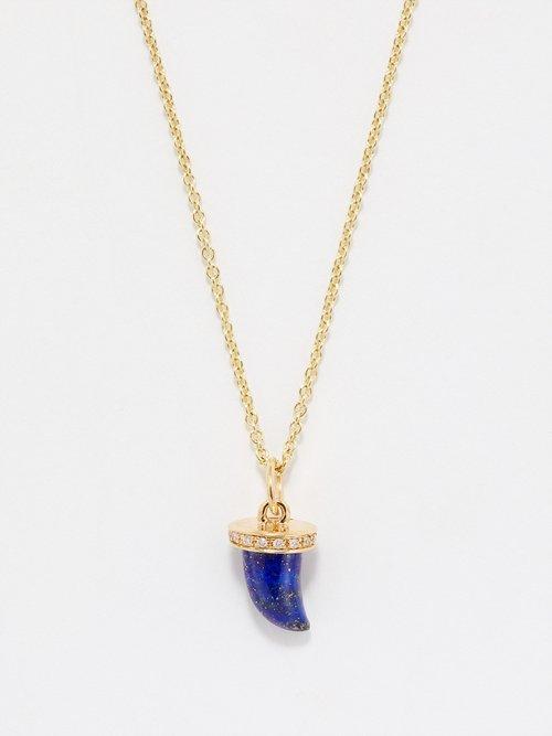 Sydney Evan - Horn Diamond, Lapis Lazuli & 14kt Gold Necklace - Mens - Gold Multi
