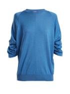 Matchesfashion.com Stella Mccartney - Ruched Sleeve Wool Blend Sweater - Womens - Blue